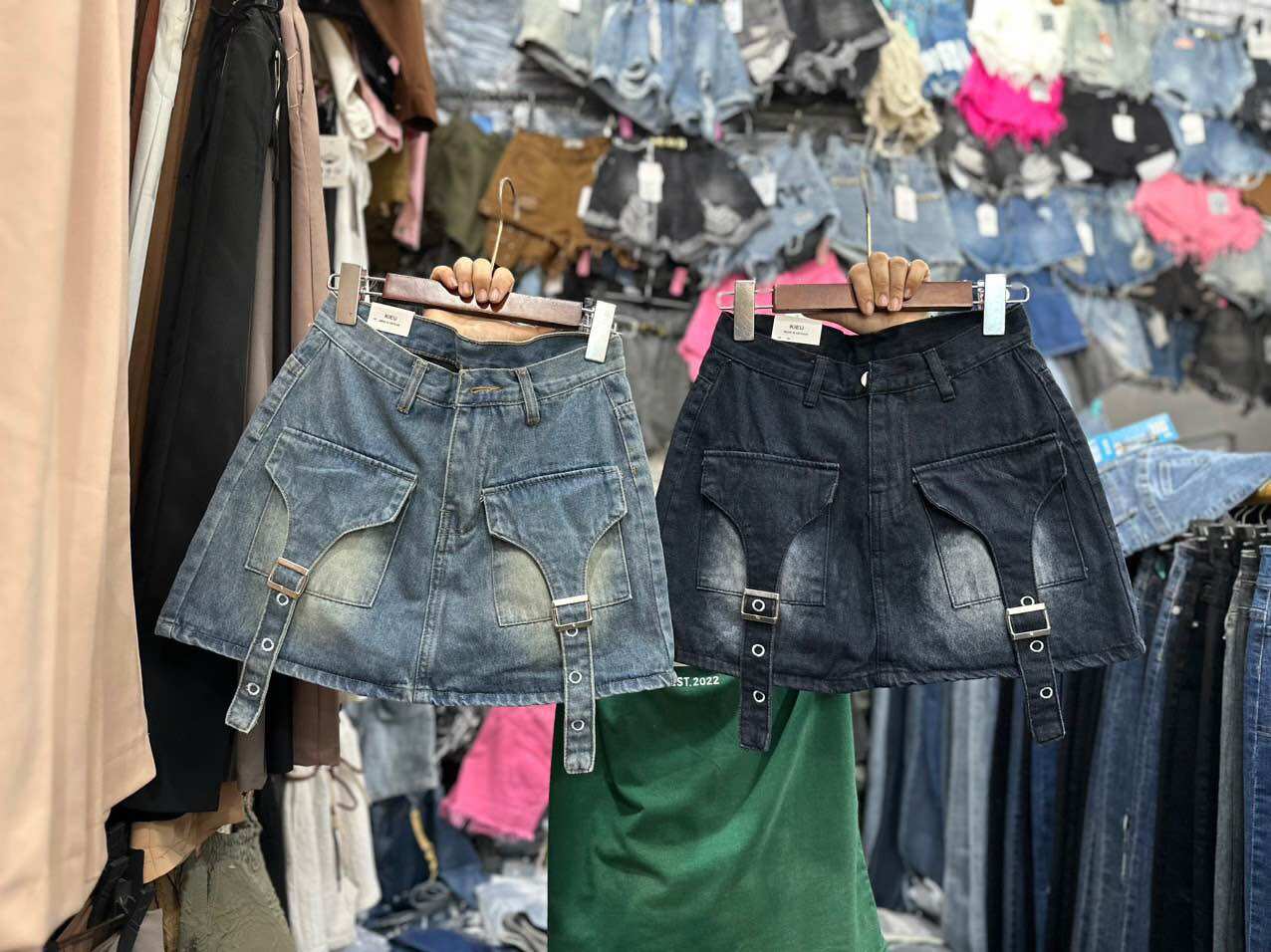 CHÂN VÁY JEAN TÚI KIỂU - HÀNG VNXK