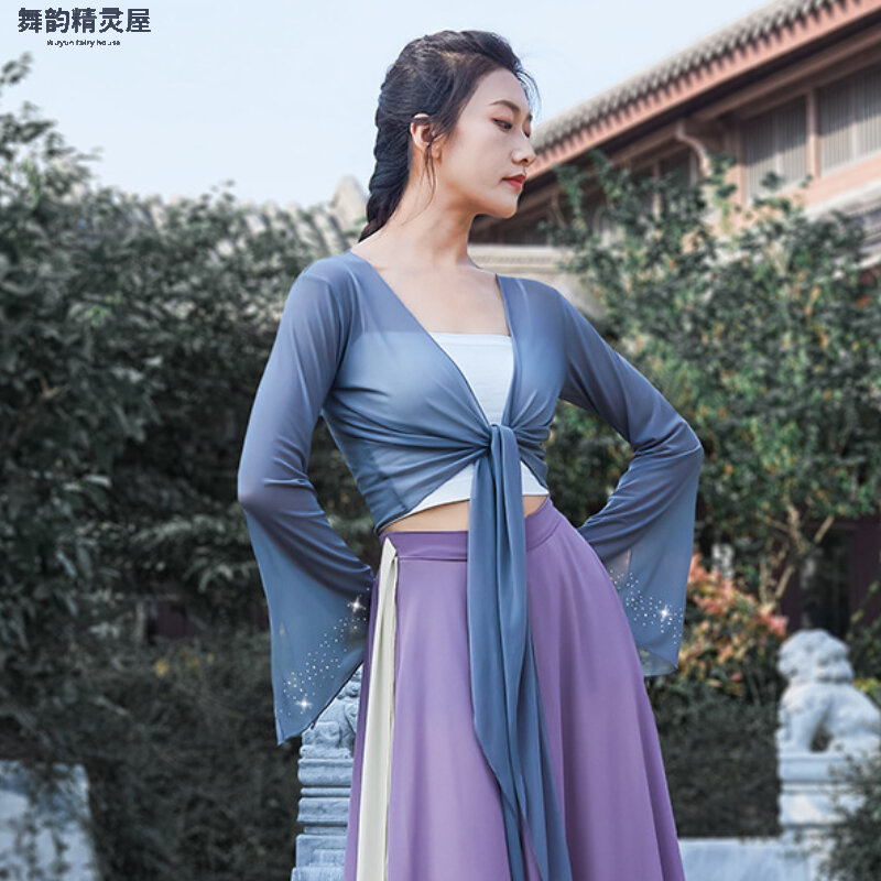 Trang phục luyện công thân vận khiêu vũ cổ điển áo voan co giãn cho nữ áo khiêu vũ múa trung quốc phóng khoáng trang phục múa giáo viên thi nghệ thuật