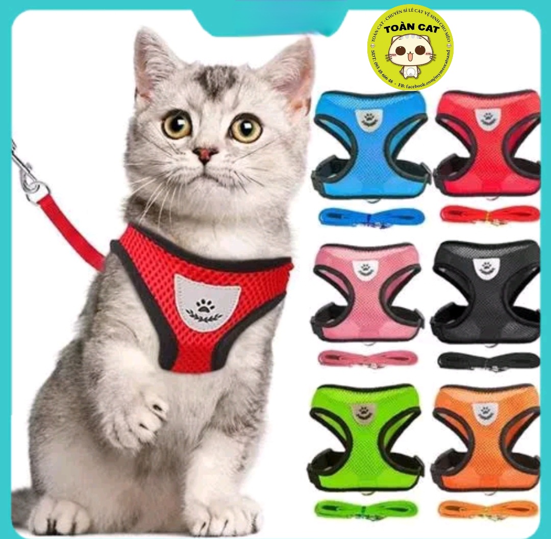 Dây dắt + áo yếm lưới cho chó mèo đủ size