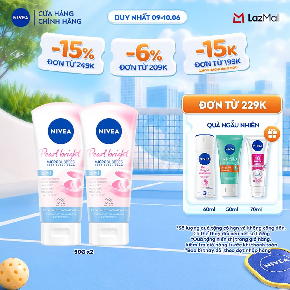 Bộ 2 Sữa Rửa Mặt NIVEA Pearl White Giúp Trắng Da Ngọc Trai (50 g) - 86704x2