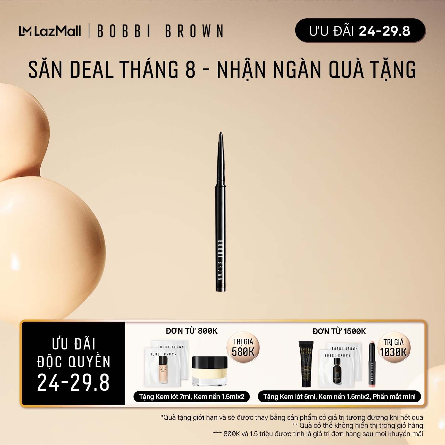 [ƯU ĐÃI 24-29.8] Kẻ mắt lâu trôi chống thấm nước Bobbi Brown Long Wear Waterproof Liner 0.12g