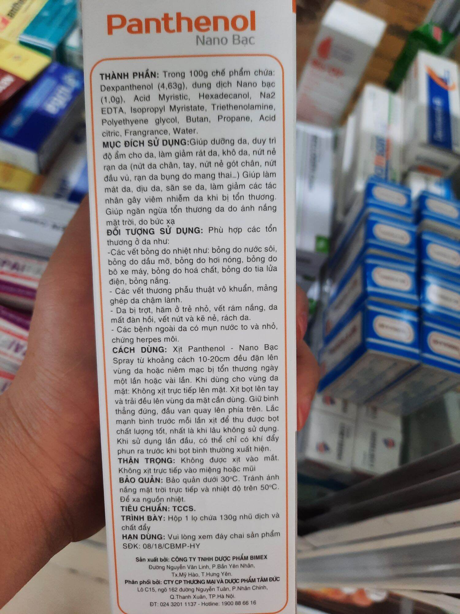 XỊT BỎNG PANTHENOL 130g nano bạc