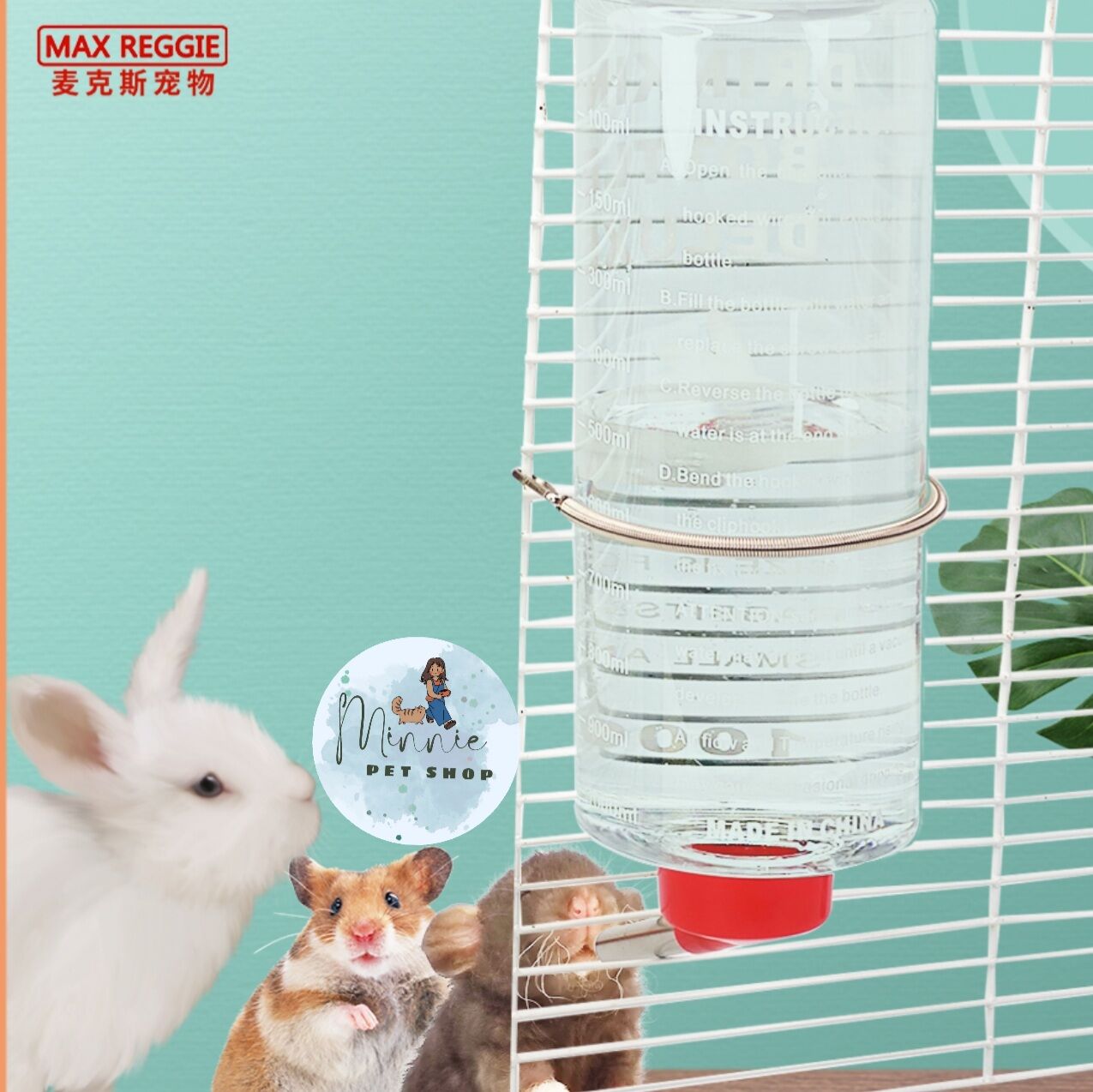 Bình nước 1000ml cho thỏ, bọ ú, chuột lang, chó, mèo...
