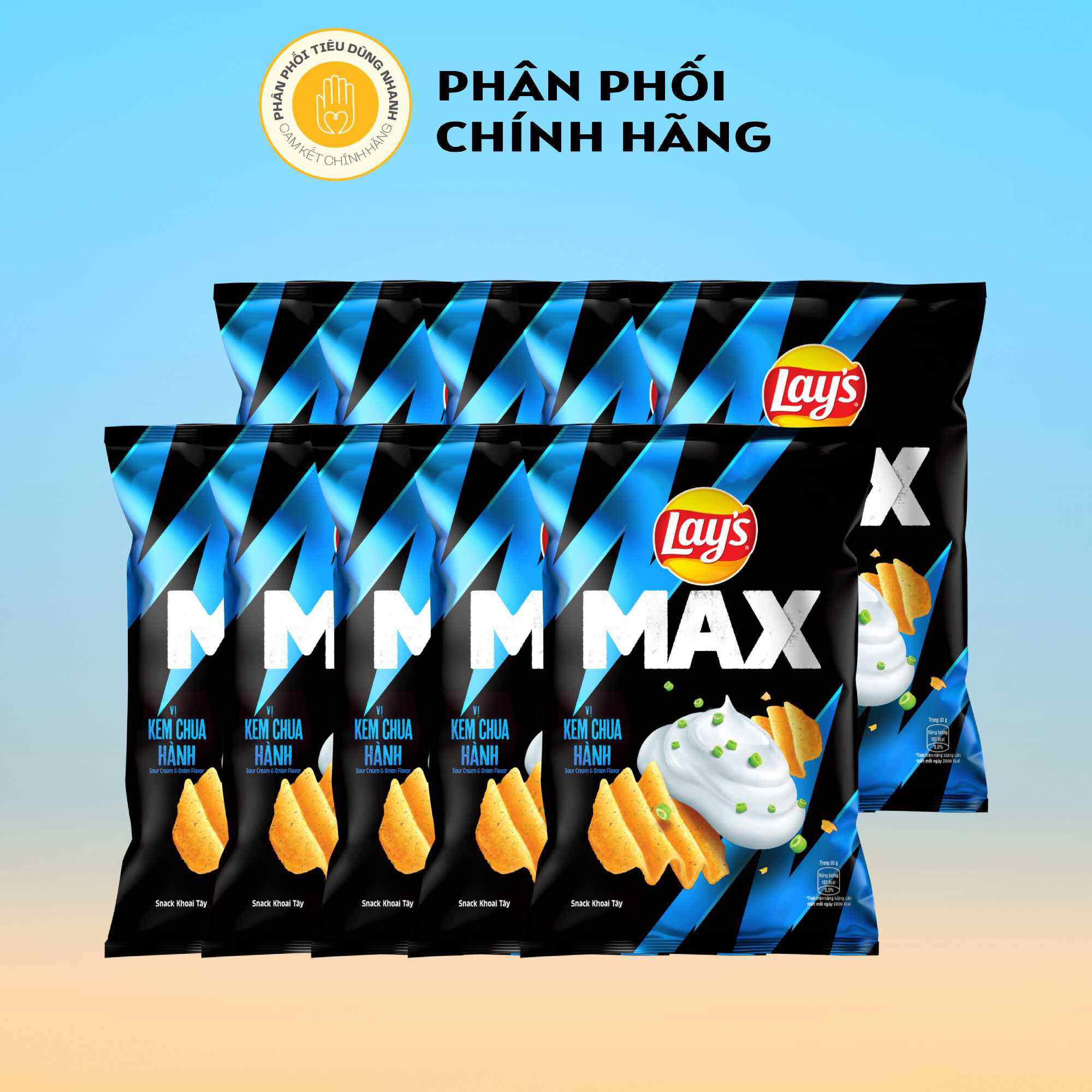 Bịch 10 Gói Bánh Snack Khoai Tây Lay s Max 42g gói _ Kem Chua Hành
