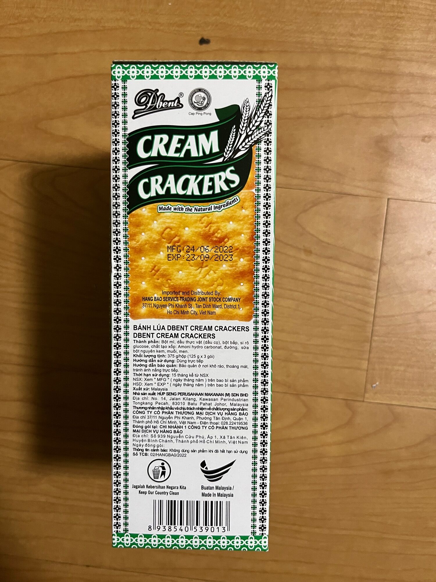Bánh Lúa Lạt Ăn Kiêng Dbent Cream Crackers Hộp 375g