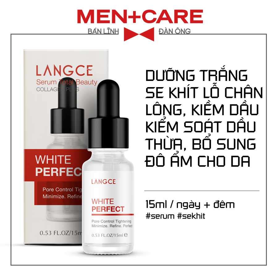 LANGCE SERUM COLLAGEN+ DƯỠNG TRẮNG KIỀM DẦU, SE KHÍT LỖ CHÂN LÔNG 15ml CHO NAM