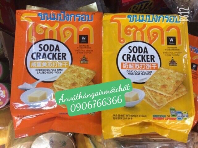 [Date Đẹp 12/2026]Bánh Soda Cracker Ăn Kiêng Thái Lan Gói 400 gram