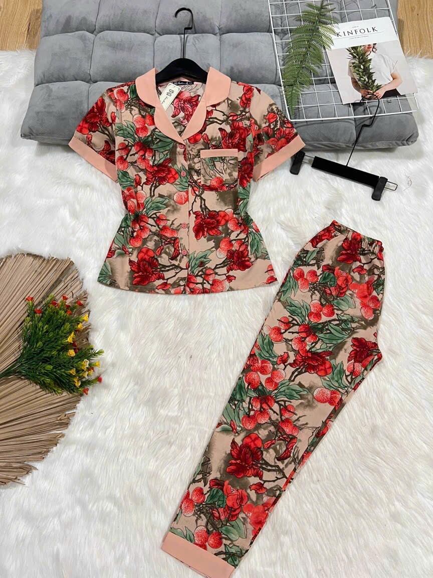 Bộ pijama mặc nhà lụa mango cao cấp