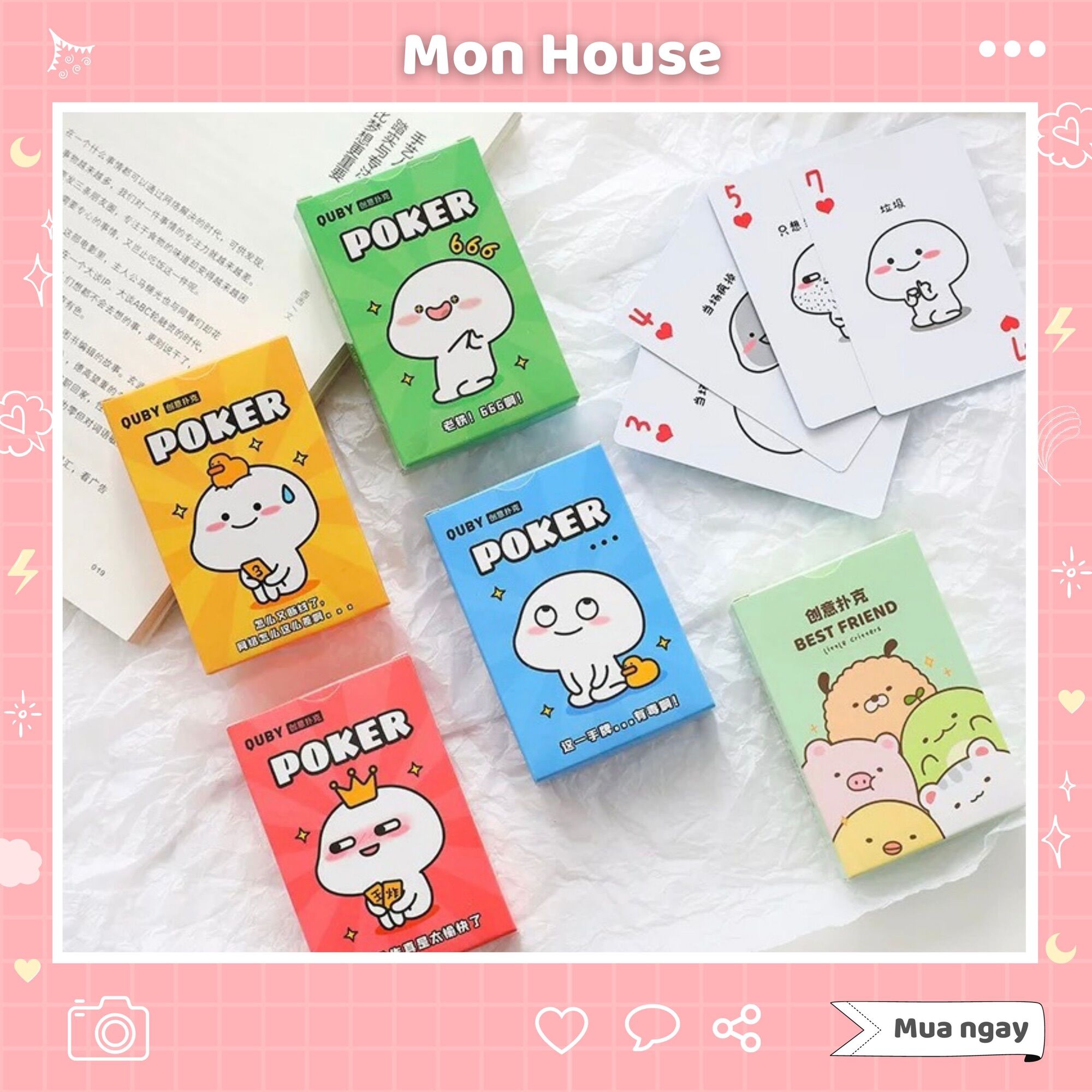 Bộ bài tây 52 lá cute hoạ tiết hoạt hình dễ thương