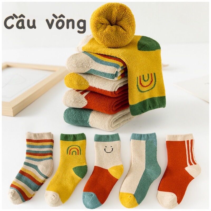 Combo 5 đôi Tất Vớ len xù cho bé trai bé gái