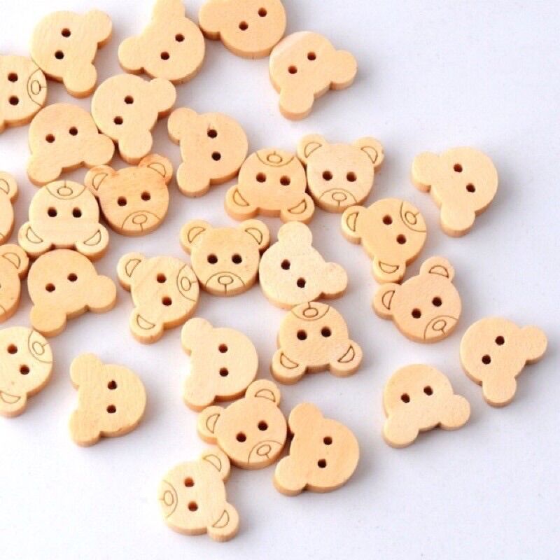 Set 10 cúc gấu gỗ 1.5cm