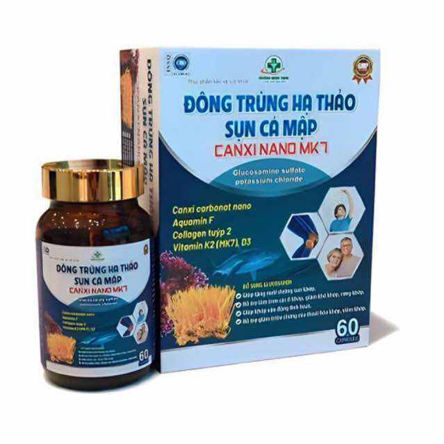 Hộp 60 viên uống Đông trùng hạ thảo sụn cá mập Canxi Nano MK7