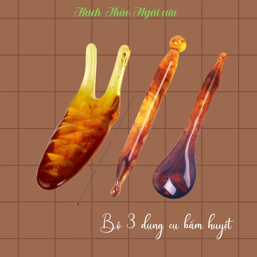 Bộ dụng cụ 3 món ấn huyệt, cạo gió, massage bấm huyệt chăm sóc cơ thể nâng da mặt/mắt/cổ bằng nhựa resin