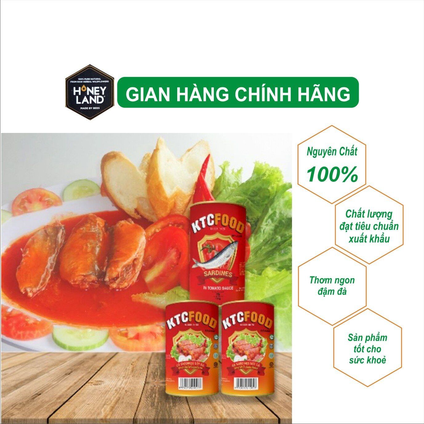 [HCM]20 hộp Cá mòi sốt cà xuất khẩu KTC Food Kiên Giang 155g/hộp Honeyland
