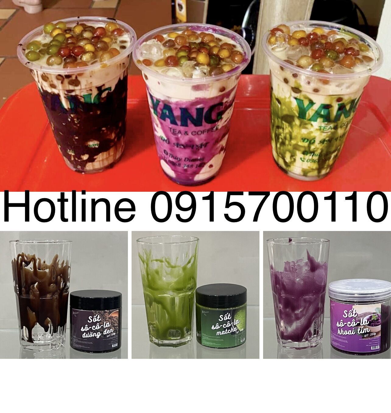 Khoai Tím , matcha , socola dạng sốt phết thành ly