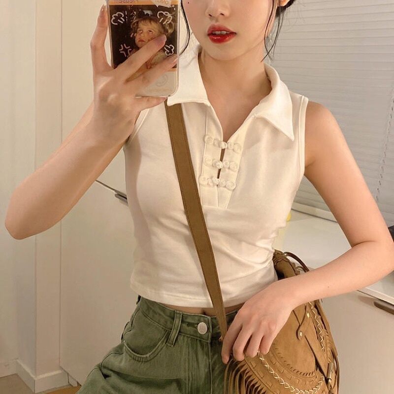 Áo thun ba lỗ gài cổ trụ cực xinh tau1