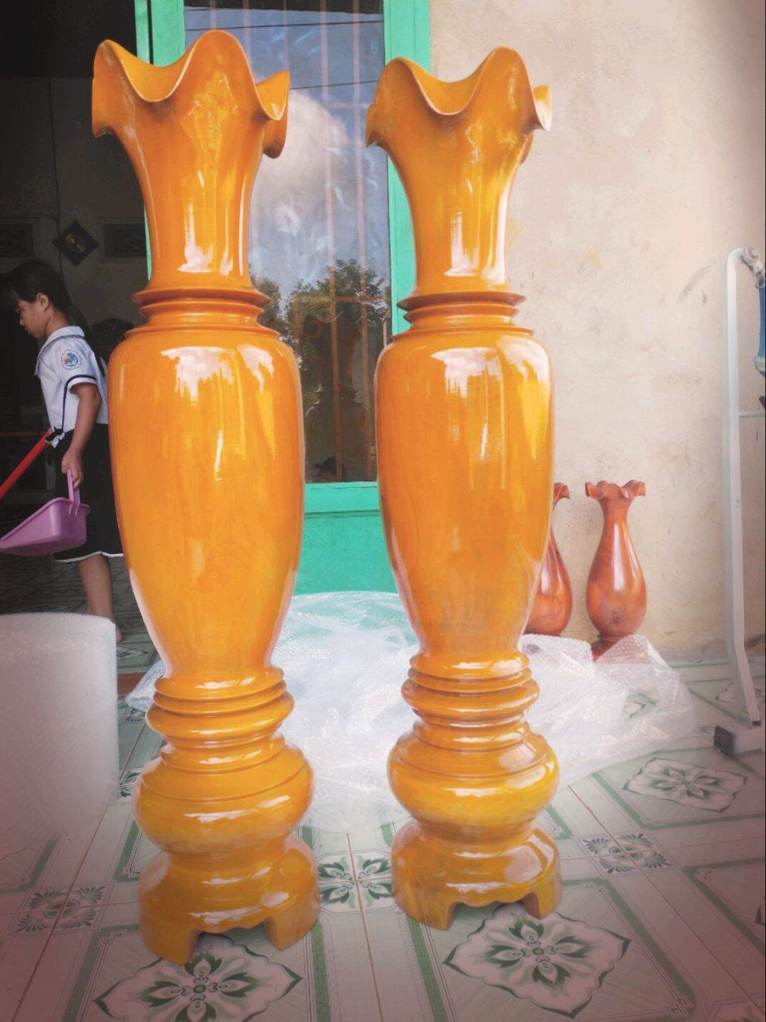 đôi lục bình gỗ mít cao 1m07