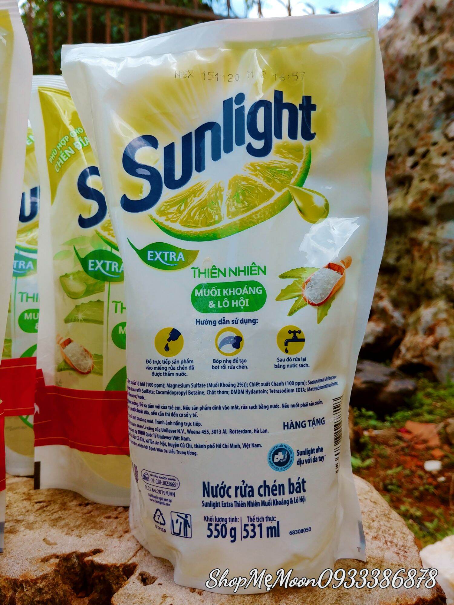 Nước rửa chén sunlight muối khoáng & lô hội