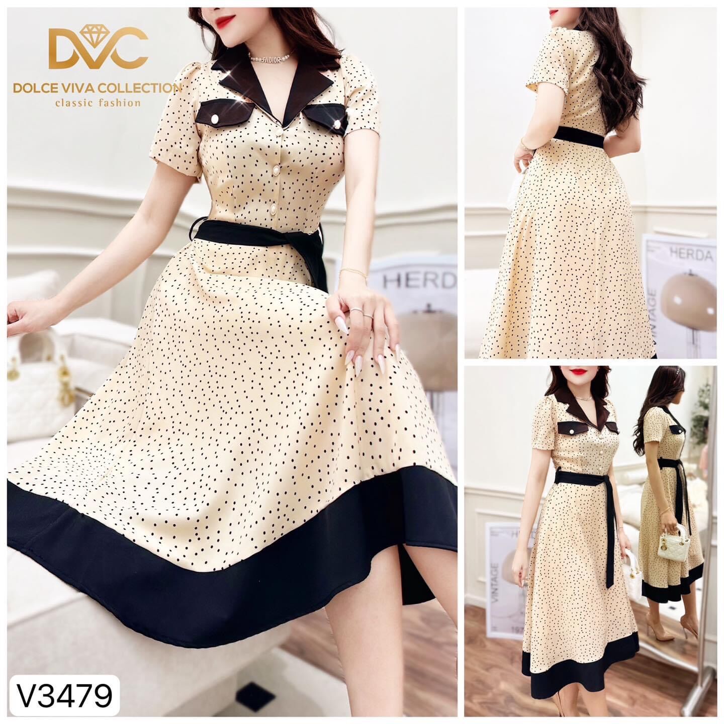 Váy xoè be chấm bi đến từ thương hiệu thời trang cao cấp