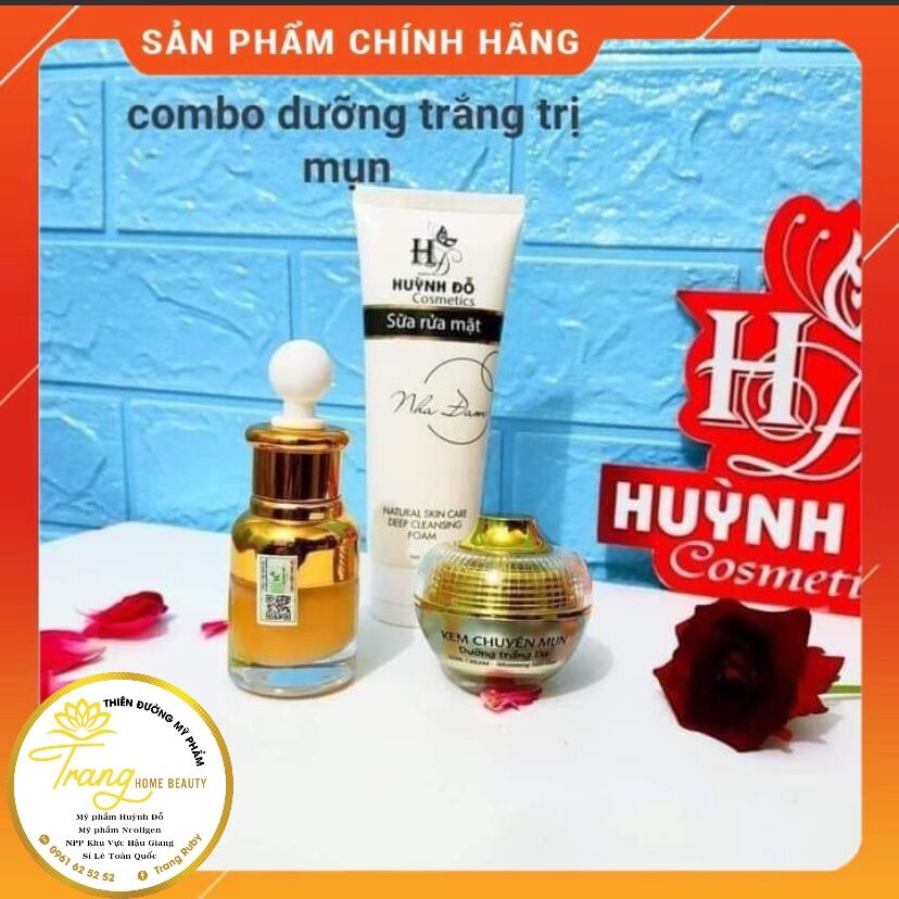 Combo kem face chuyên mụn Huỳnh Đỗ, hết mụn thâm, dưỡng trắng da, ngăn ngừa lão hóa