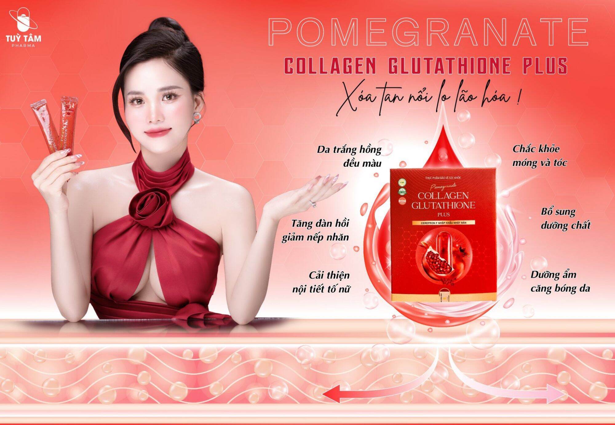 MẪU MỚI - Collagen Glutathione Lựu Đỏ