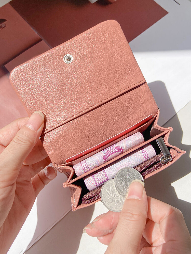 Ví Da Thật Gấp Gọn Cho Nữ Ví Đựng Thẻ Mềm Ngắn Ví Da Bò Ví Đựng Tiền Xu Ví Da Bò Đầu Lớp Ví Đựng Thẻ Zoress