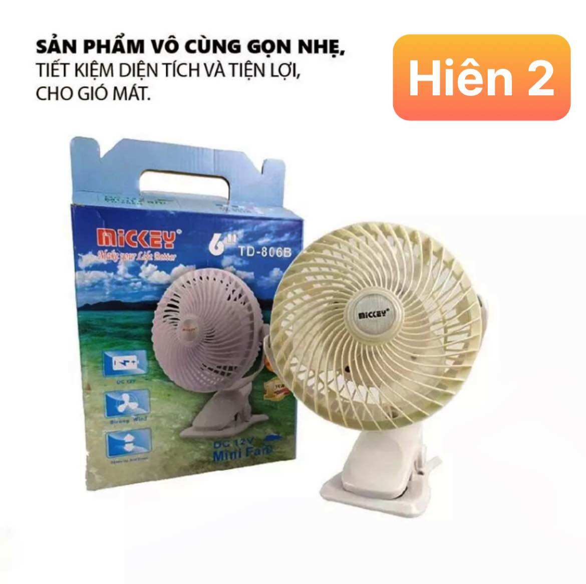 Quạt kẹp tích điện MICKEY TD-806