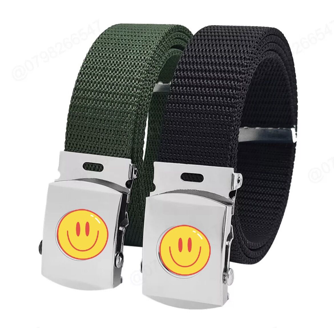 COMBO DÂY LƯNG DÙ XANH ĐEN MẶT TRẮNG TRƠN