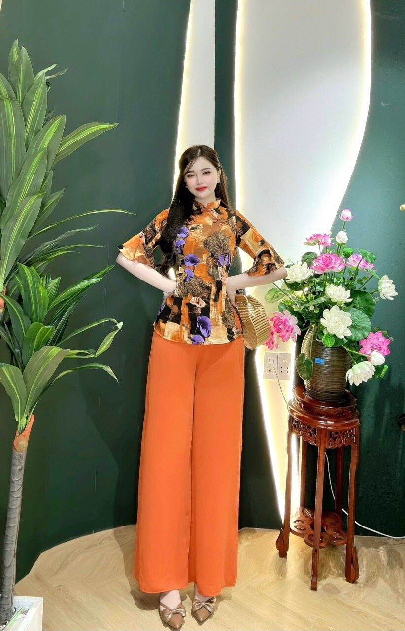 bộ bà ba lụa Mango cổ tàu