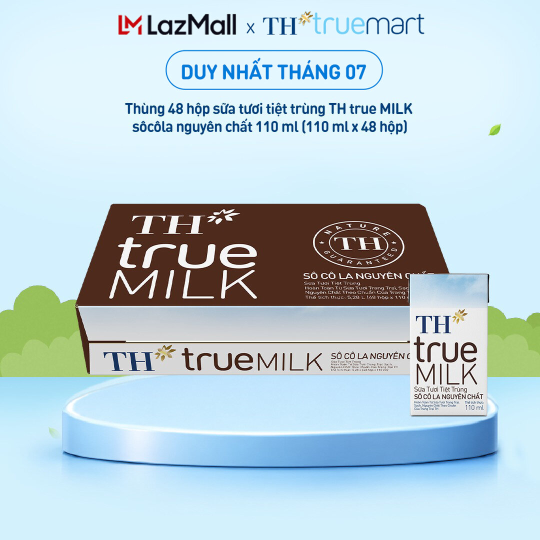 Thùng 48 hộp sữa tươi tiệt trùng TH true MILK sôcôla nguyên chất 110 ml (110 ml x 48)