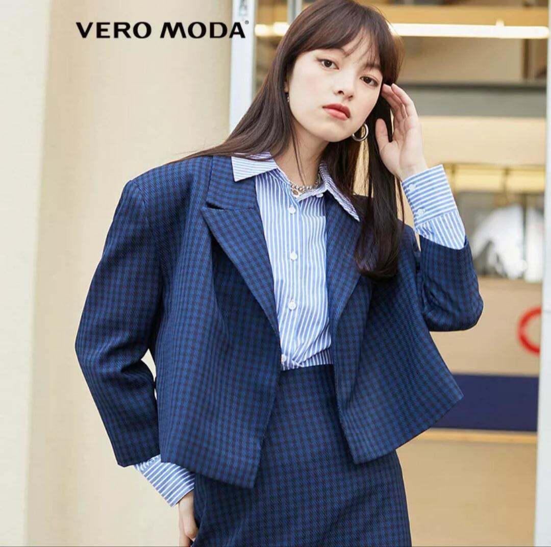 Áo khoác blazer cổ vest độn vai kèm đai eo Vero Moda