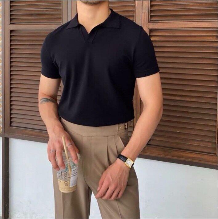 Áo thun polo cổ v -amey ap05 - slimfit co giãn 4 chiều