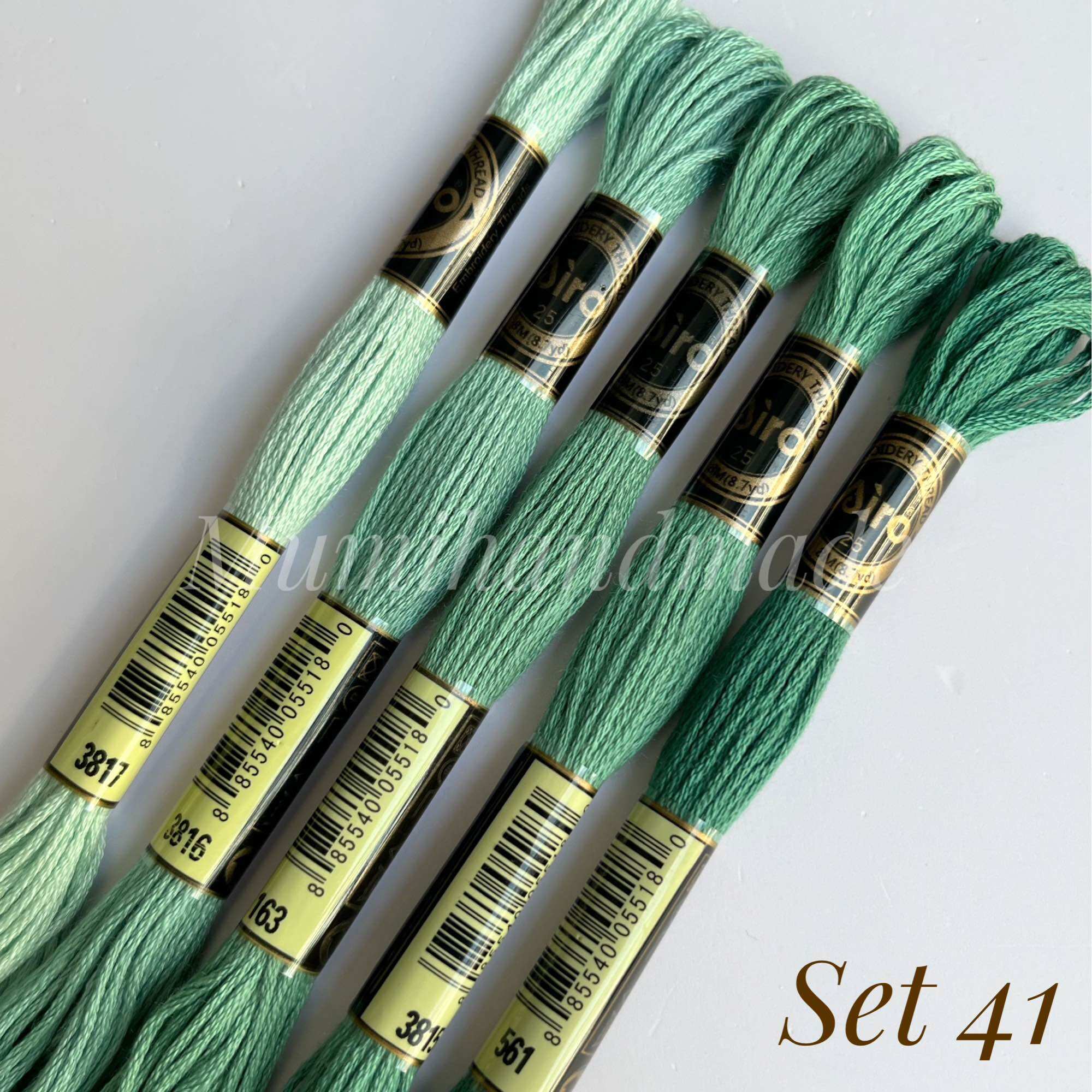 [ Bảng 2 ] [Combo 3 - 8 Tép] Chỉ Thêu Tay Airo Cotton - Set Phối Màu Gradient Thông Minh (Set Màu Gradient Xanh Dương/Lá/Ngọc)