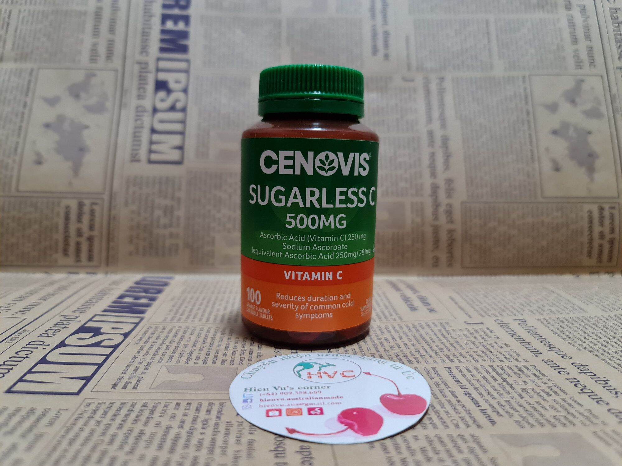 Cenovis Sugarless C 500mg - Vitamin C for Immune Support - Orange Flavour - 100 Chewable Tablets