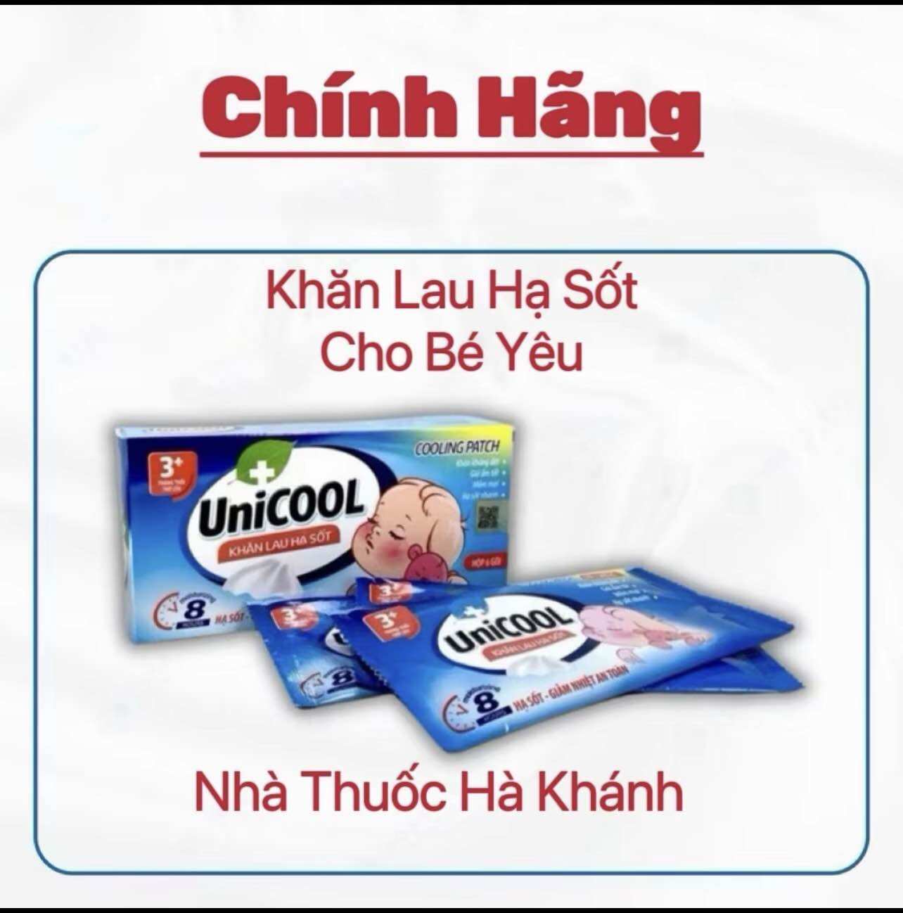 {Chính Hãng} Khăn lau hạ sốt UniCool - Giúp hạ nhiệt và hạ sốt cho trẻ em từ 3 tháng tuổi trở lên và người lớn (Hộp 6 khăn)