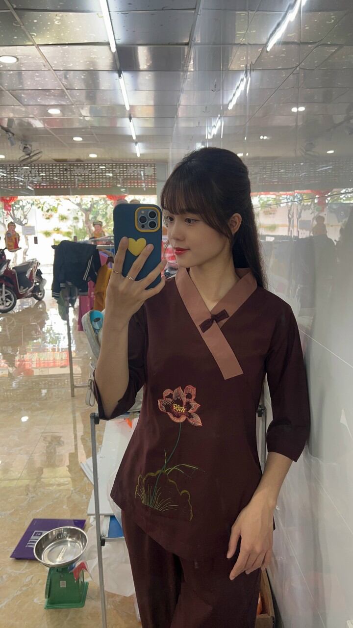 Đồ lam đi chùa, đồ phật tử vải kate 1 nút