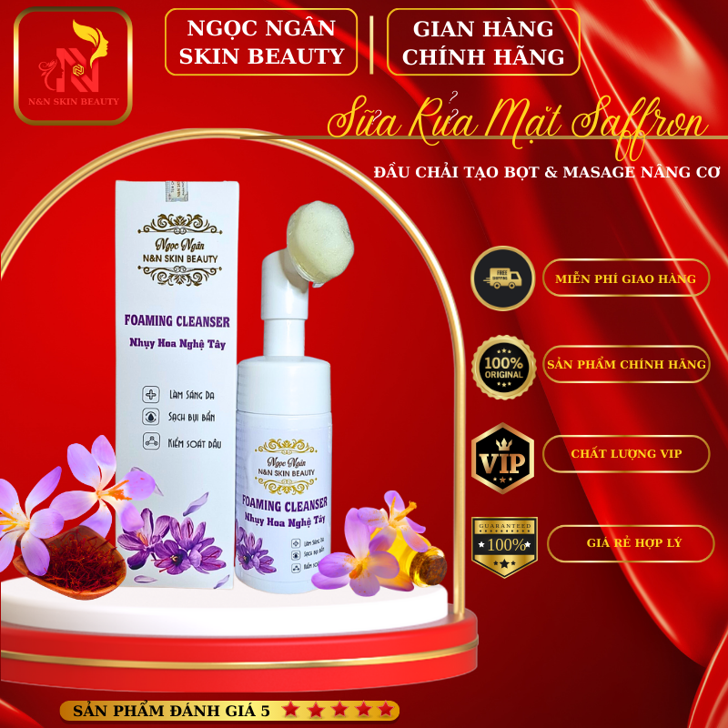 Sữa rửa mặt tự tạo bọt & đầu message saffron cao cấp