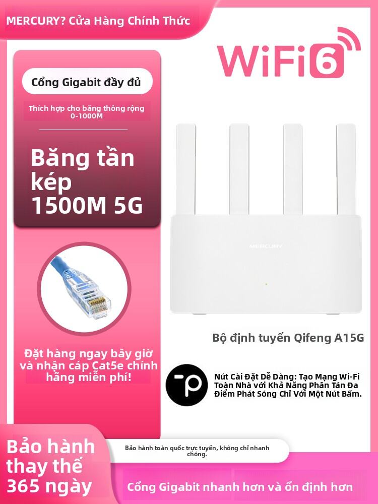 Mercury | Bộ Phát WiFi6 Che Phủ Toàn Nhà Cổng Gigabit Đa Băng Tần cho Nhà Vừa và Lớn Ký Túc Xá Mở Rộ