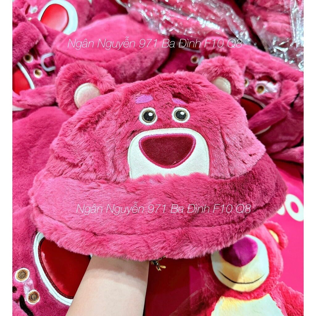 Mũ lông chú gấu hồng dễ thương