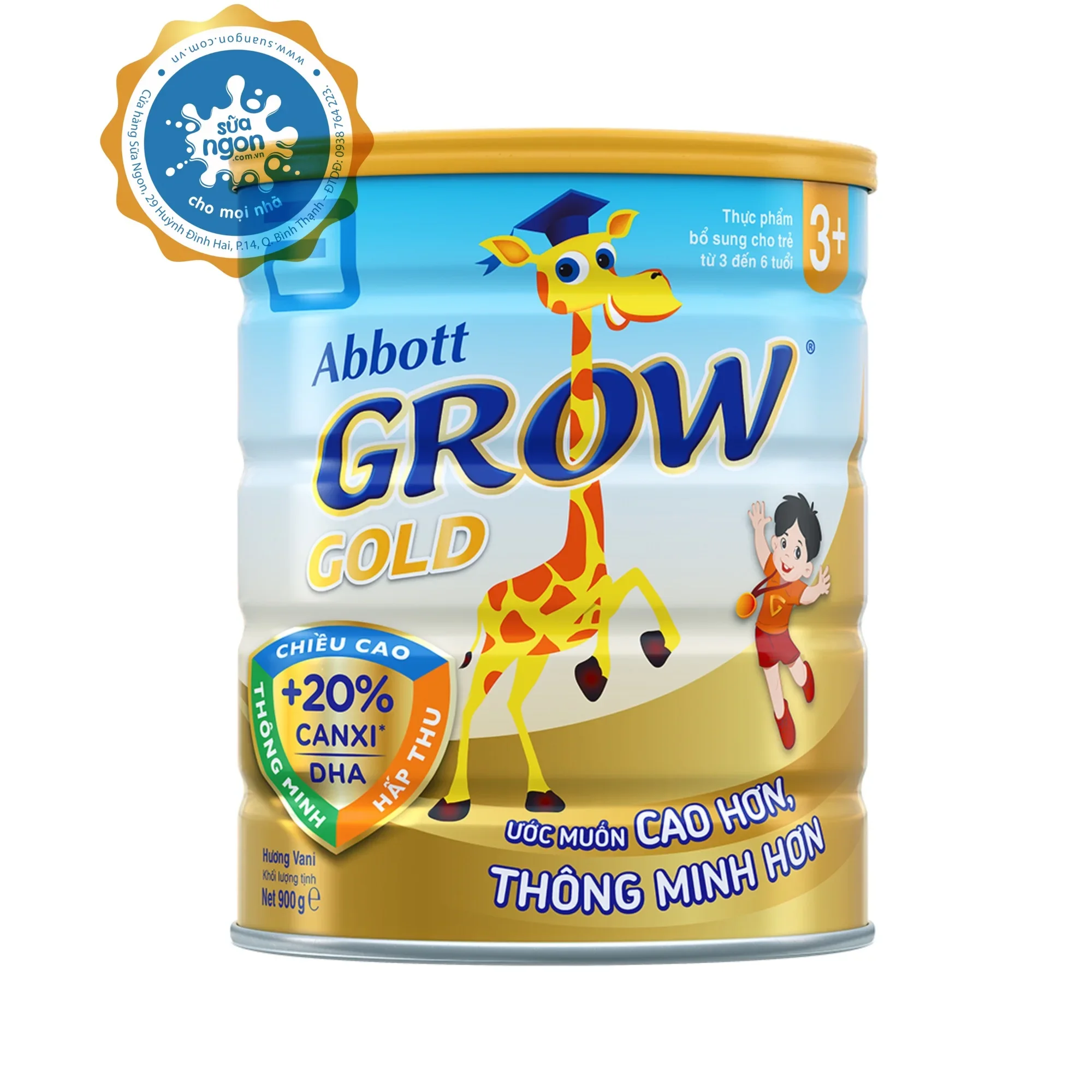 [HCM] Sữa bột Abbott Grow Gold 3+ hương vani (900g)