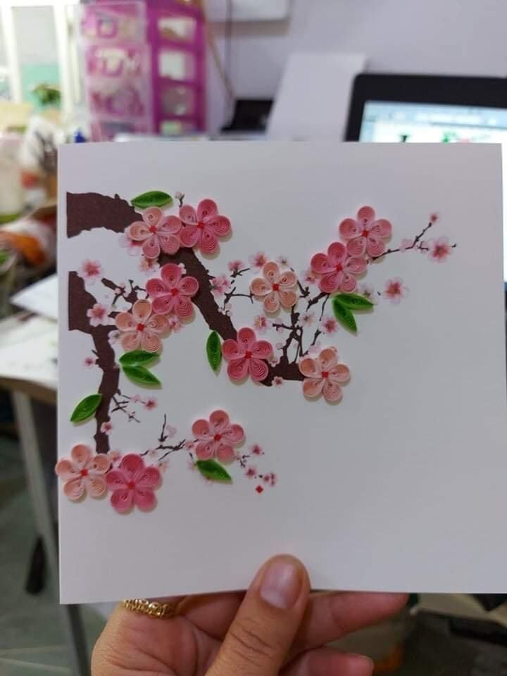 Thiệp Tết giấy xoắn(15x15cm)