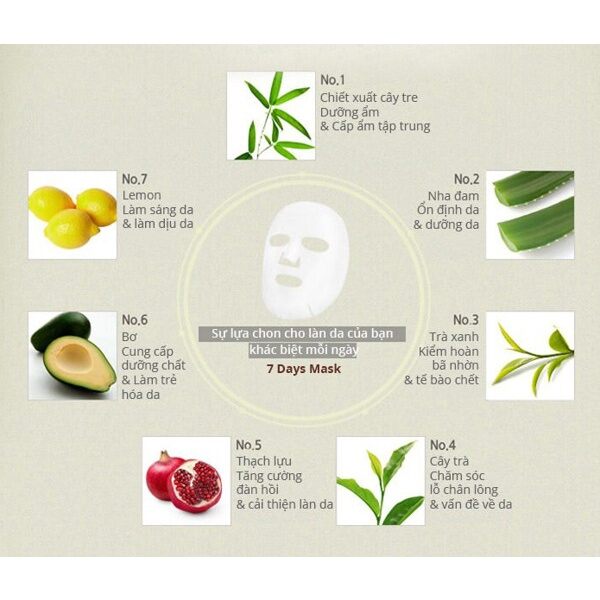 Combo 2 mặt nạ 7 ngày tinh chất thiên nhiên ariul 7days mask 20g
