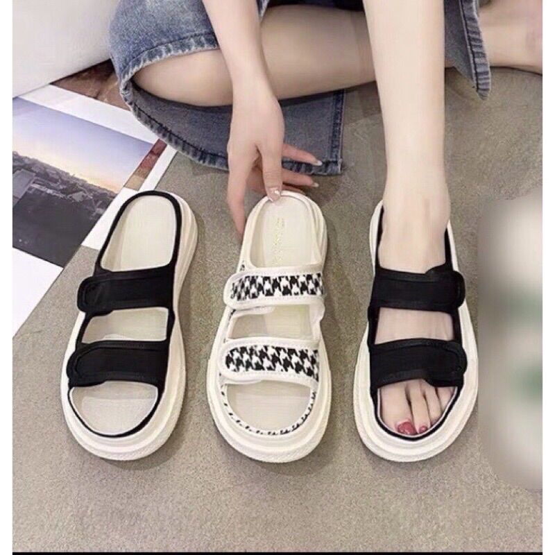 Dép quai ngang nữ kiểu 2 quai ngang 2 màu