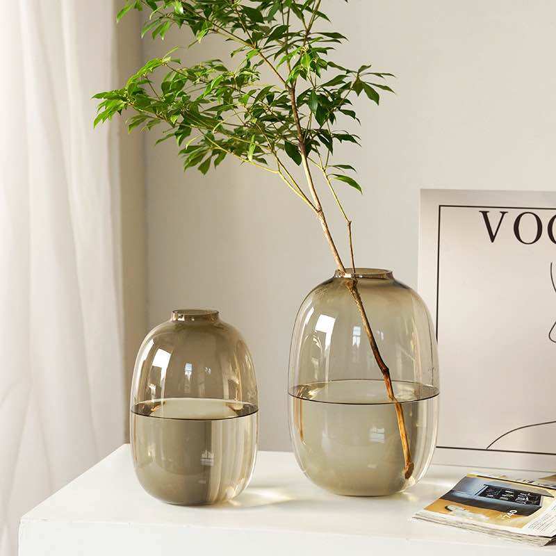 Bình thuỷ tinh cắm hoa, bình thuỷ tinh dáng tròn, bình cắm hoa