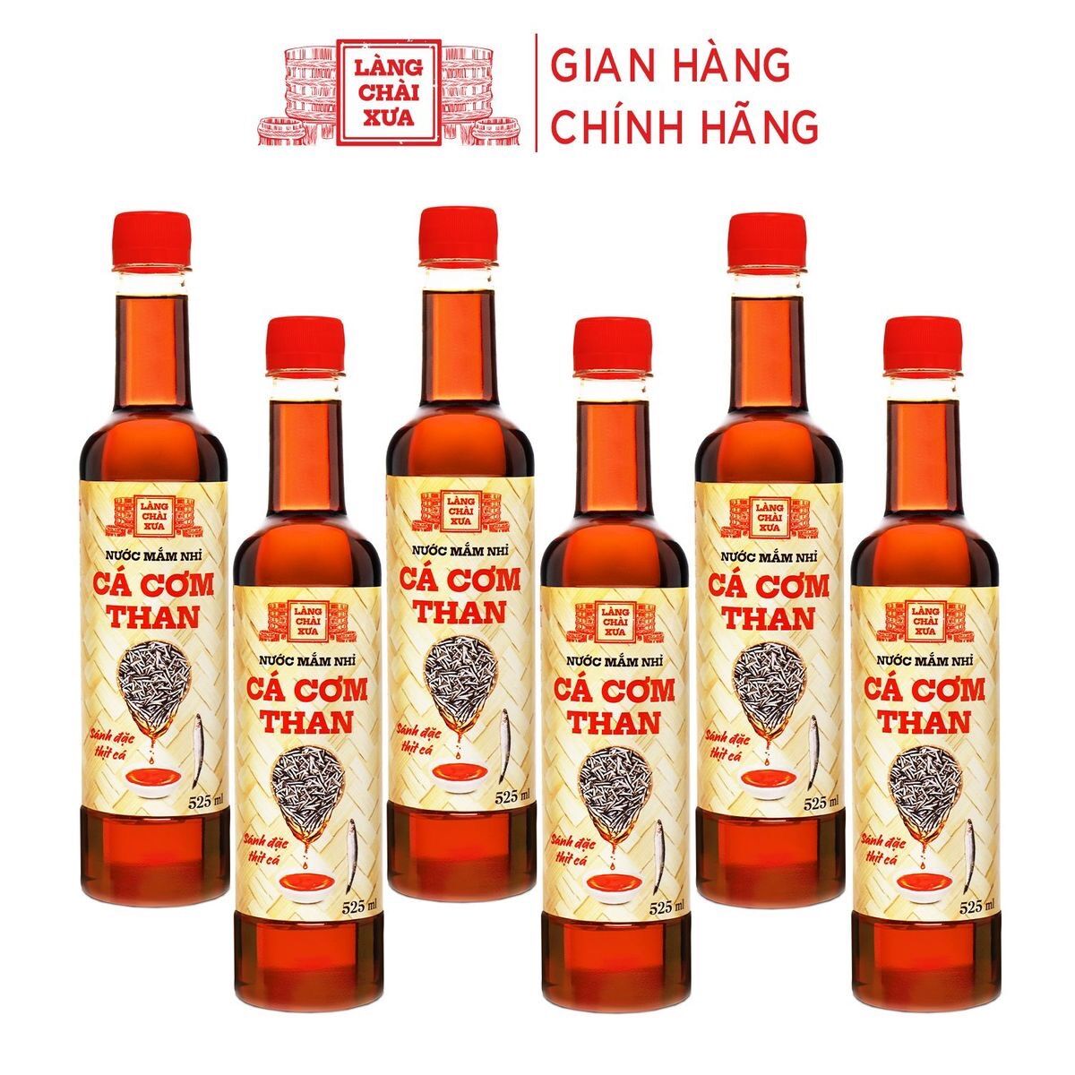 [THÙNG 6 CHAI] NƯỚC MẮM NHỈ CÁ CƠM THAN 525ML - LÀNG CHÀI XƯA