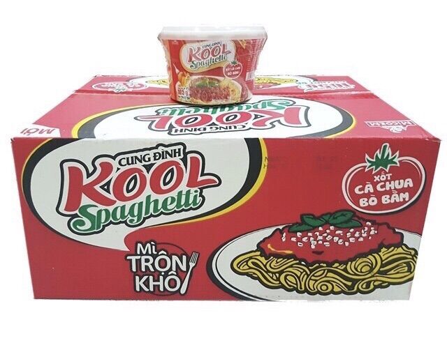 Thùng 12 Tô mì trộn Cung Đình Kool Spaghetti 105g - Xốt cà chua bò hầm