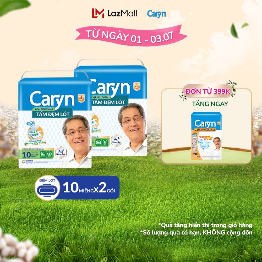 Combo 2 tấm đệm lót caryn siêu thấm giúp bảo vệ chống trào 10 miếng