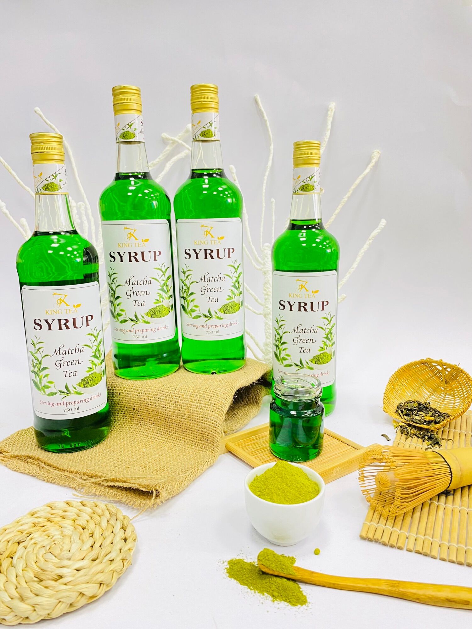Siro Matcha KingTea-Chai thuỷ tinh 800ml