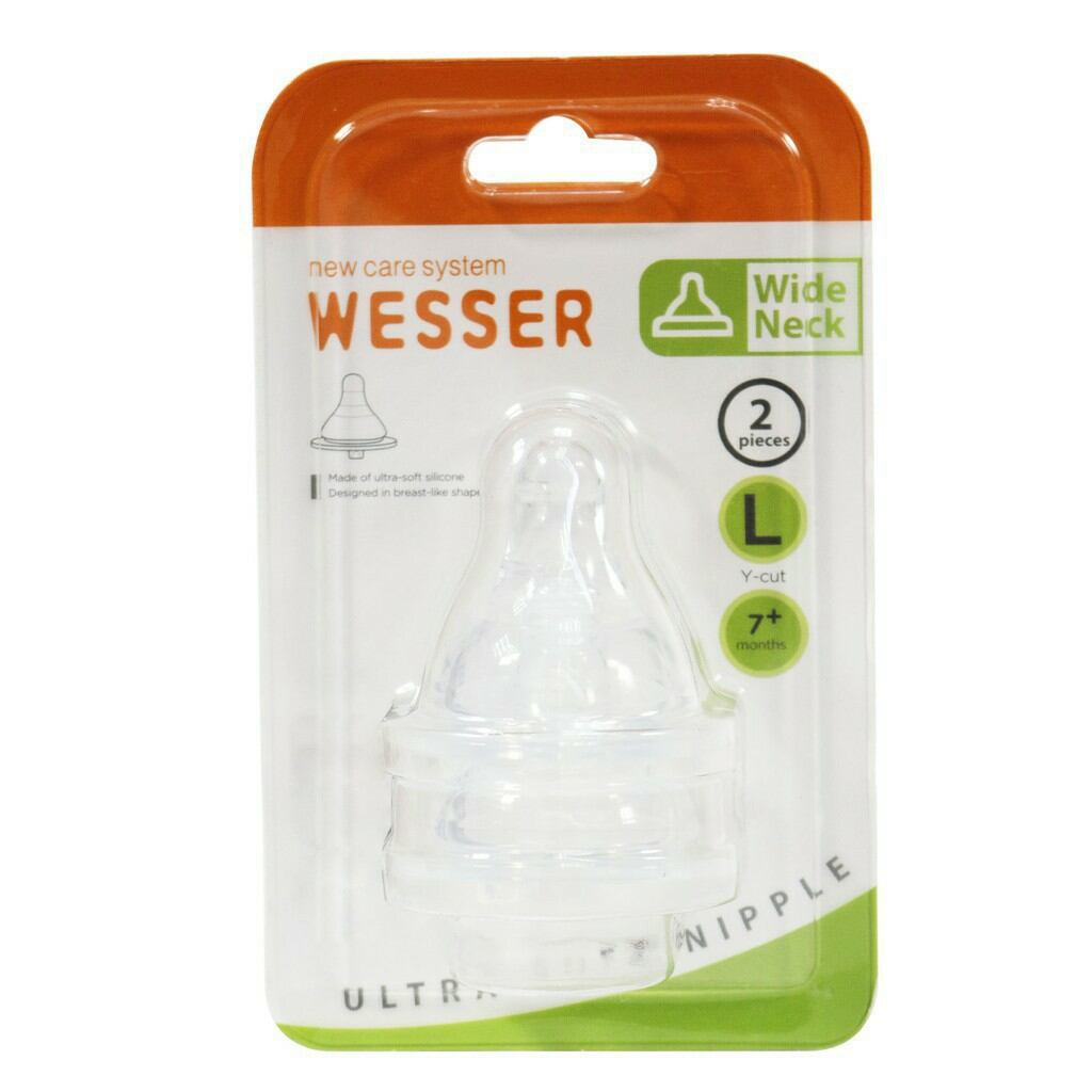 Vỉ 2 núm thay bình sữa cổ rộng Wesser