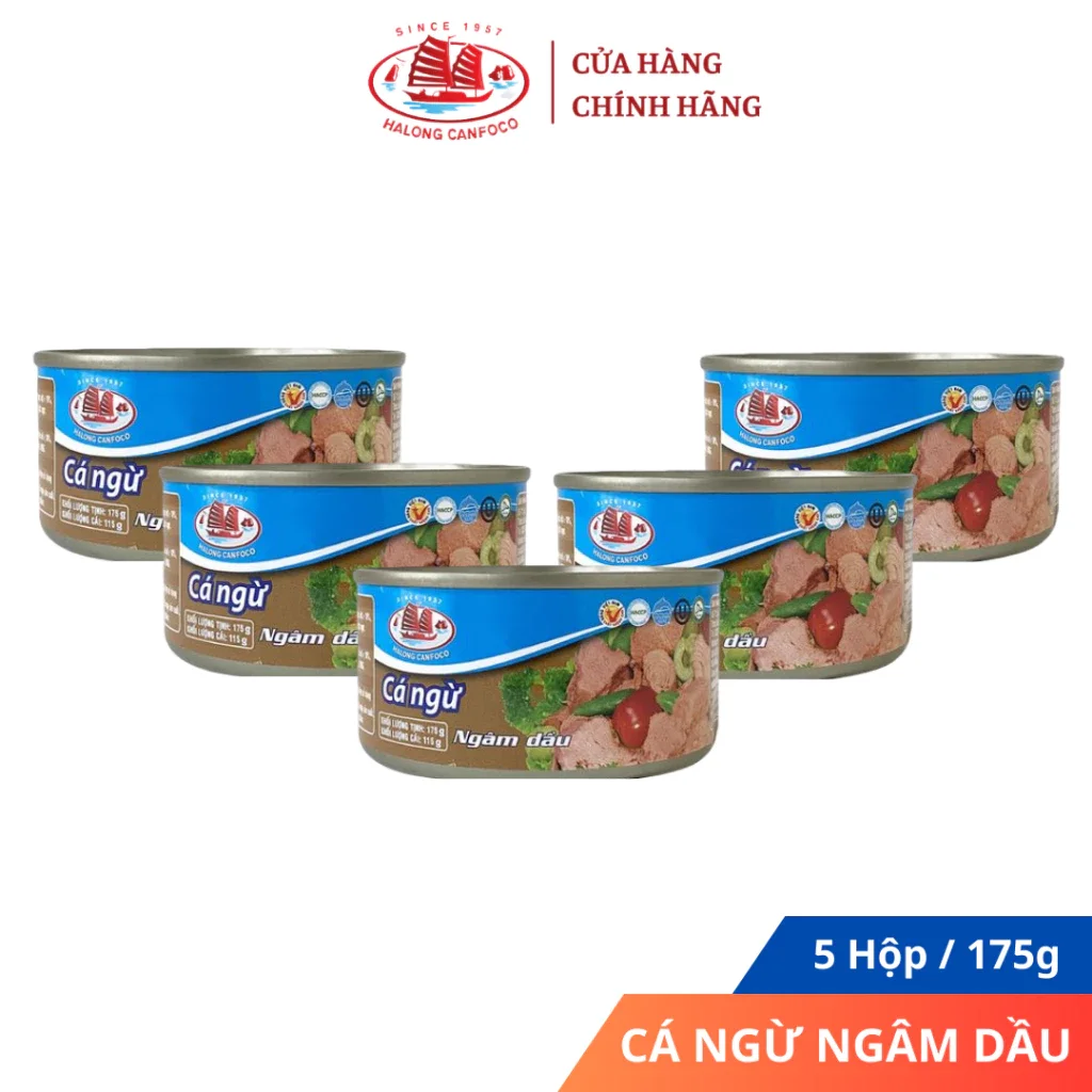 Combo 5 hộp cá ngừ cắt khúc ngâm dầu 115g/175g - đồ hộp hạ long